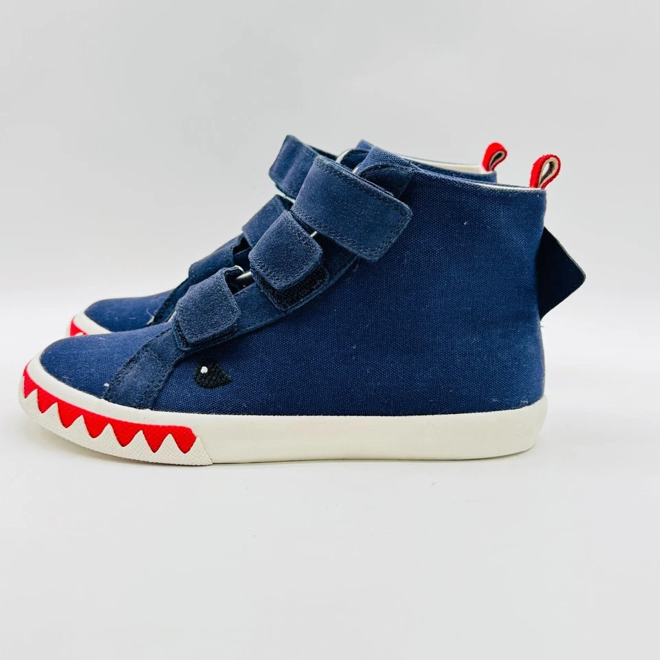 Mini Boden Zapatos Niños 2.5Y EU 34 Dinosaurio Alto Lona Tenis Azul Dragón Foto 2 de 4