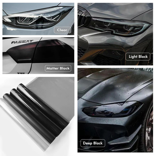 30/40cm Car Headlight Fog Light Taillight Smoke Black PVC Film Vinyl Sticker - Picture 2 of 25