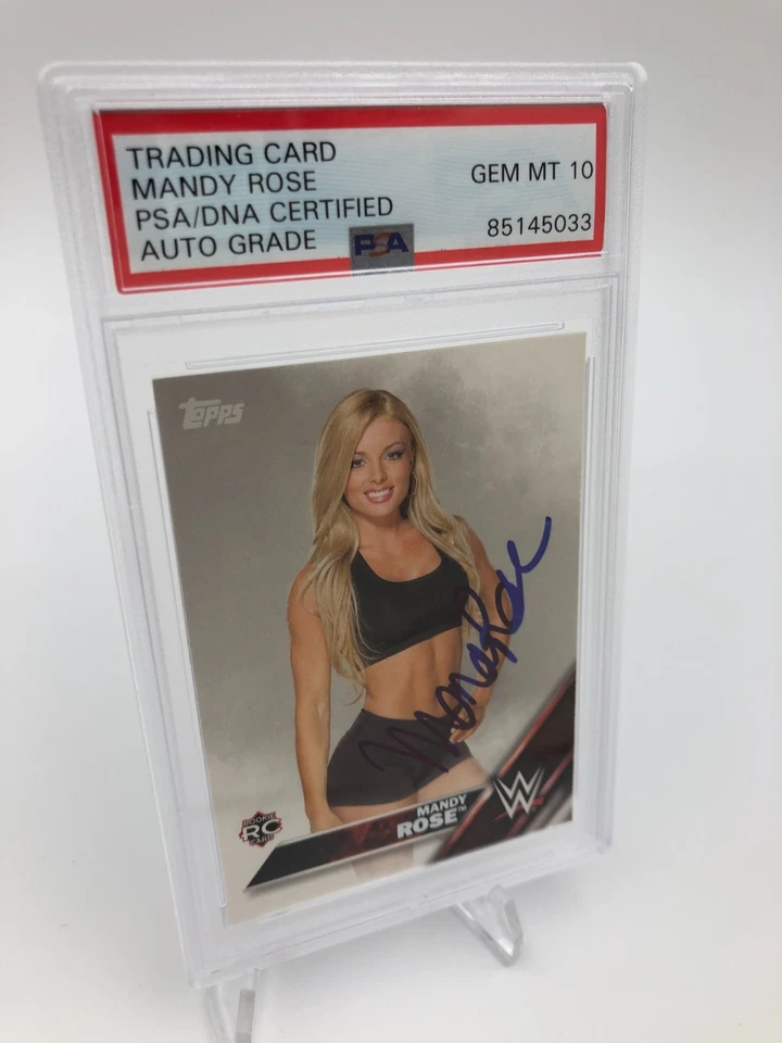 Tarjeta coleccionable MANDY ROSE ROOKIE AUTO 2016 Topps WWE firmada clasificada PSA GEMA COMO NUEVA 10 Foto 2 de 4