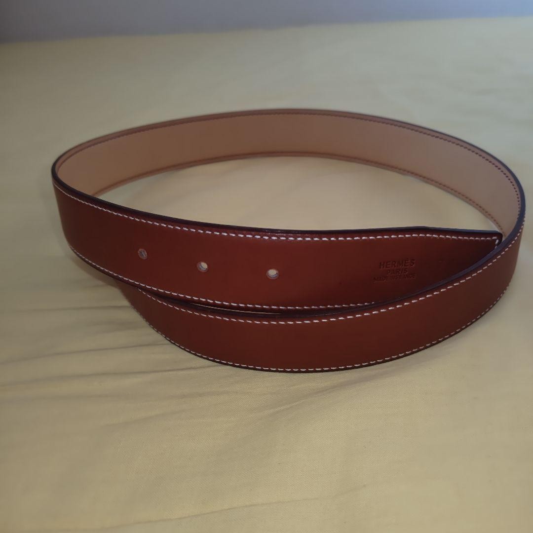 HERMES Reversible Belt 74 Brown Nume Leather Adjustable Luxury