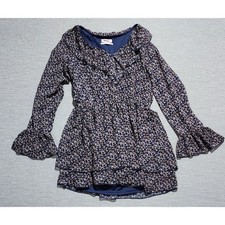 Urban Outfitters Floral Ruffle Mini Dress Women’s Medium Blue Long Sleeve