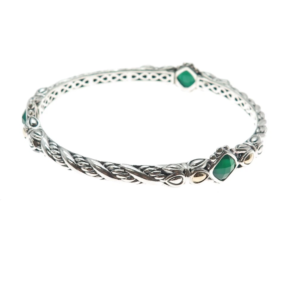 Brazalete Brazalete JAI by John Hardy Oro 14K Plata Esterlina Calcedonia Real 8" Foto 4 de 4