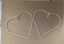 2er Set Hochzeitsdeko Herzen Metallherzen Drahtherzen weiß 13x13cm gebraucht