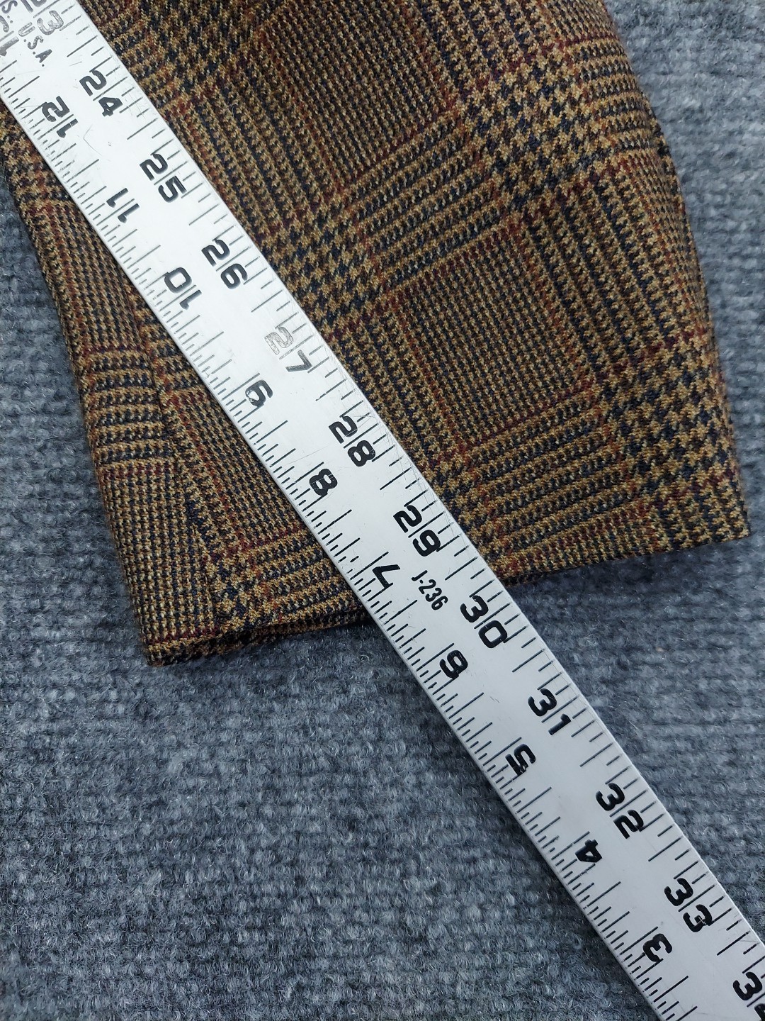 Vtg Austin Reed Jacket Blazer 36 R Brown Houndstooth Tweed Elbow Patch USA Made