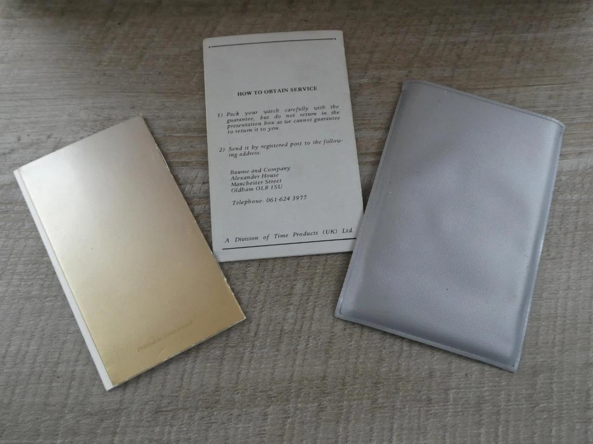 Folleto de instrucciones Longines genuino vintage y cuidado para tarjeta de reloj en billetera