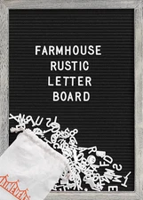 Felt Letter Board with 12X17 Inch Rustic Wood Frame, Script Words, Precut Letter