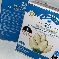 Lot Of 2 Holiday Time 25 Warm Ultra Bright White LED C9 Christmas Party Light