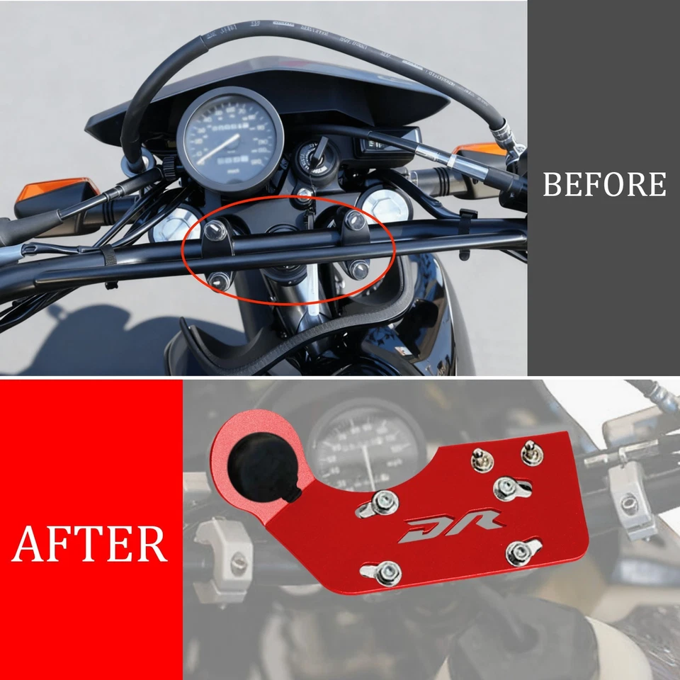 Para SUZUKI DR650S DR650SE FRONTAL Estante Auxiliar Tablero Panel Desnudo ALUMINIO ROJO Foto 2 de 4