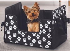 Paw Print Folding Travel Pet Bed with Large Storage Pockets on Sides