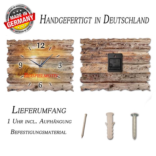BM Holz Wanduhr leise lautlos Funkwanduhr gross XXL Shabby Vintage 9711-H1-funk - Bild 4 von 4
