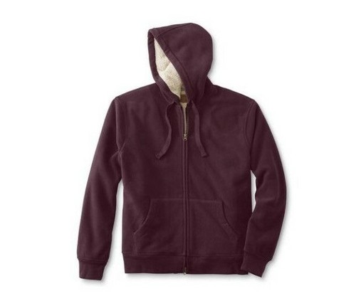FLEECE HOODIE JACKET SHERPA BURGUNDY 
