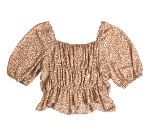 Chelsea & Violet Top Womens XL Floral Puff Sleeve Cottagecore Milkmaid Coquette - Picture 2 of 11