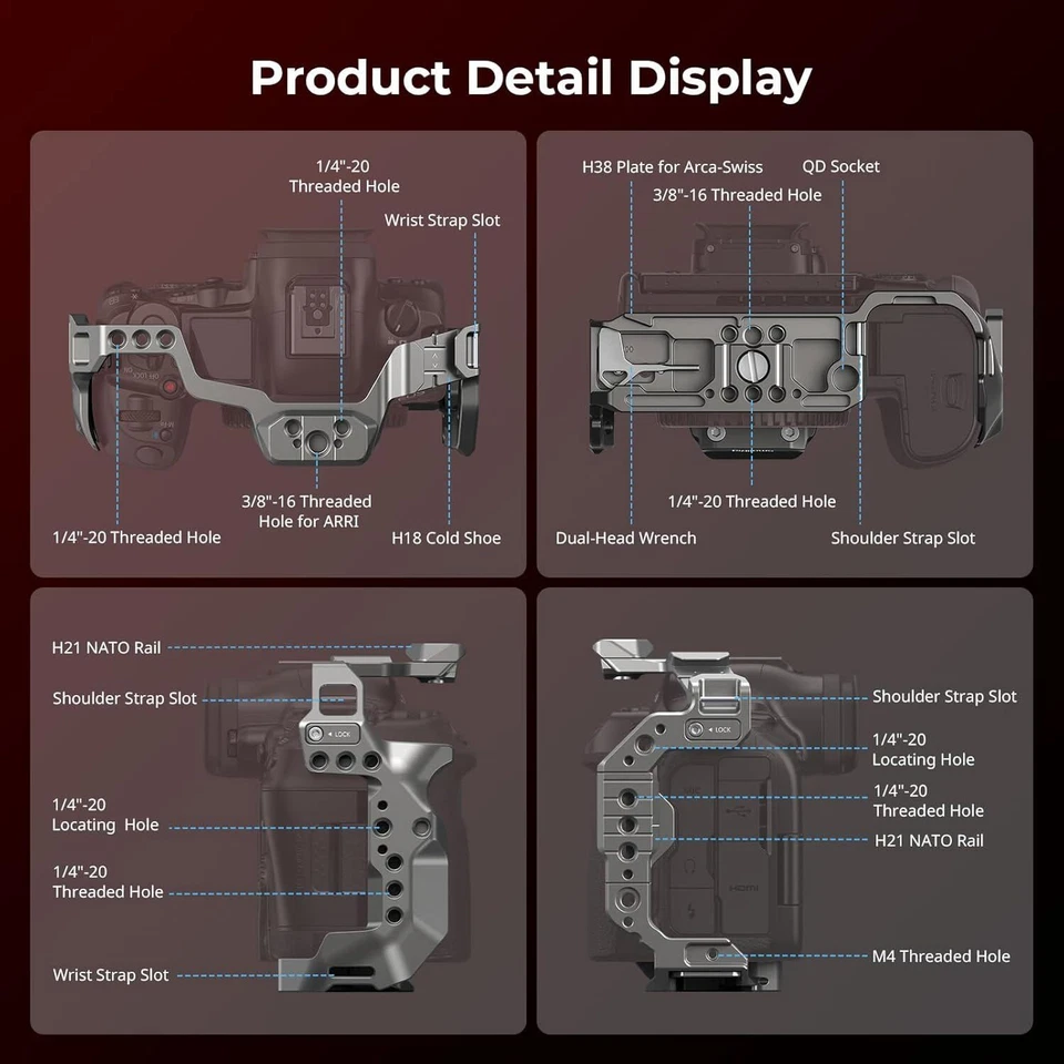 Jaula SmallRig R5 II, kit de jaula de liberación rápida HawkLock para Canon EOS R5 Mark II Foto 2 de 4