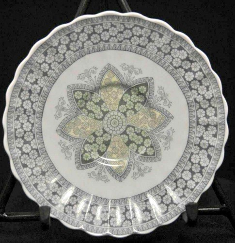 Spode Spode's Primrose Y7475 Cup & Saucer Fluted Floral 1954 Gray Yellow Green - Picture 6 of 12