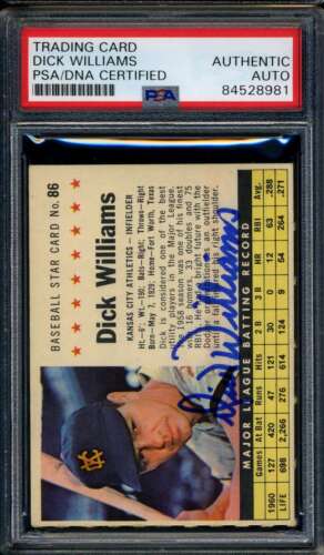 Dick Williams PSA DNA Coa signed 1961 Post Autogramm