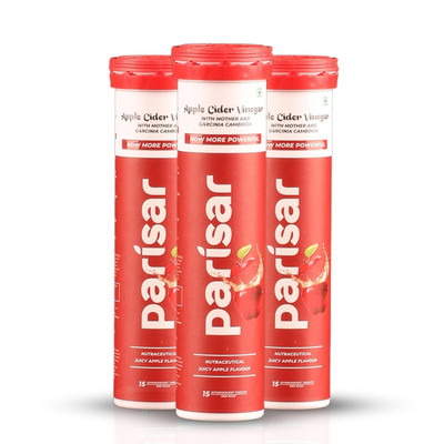 Parisar Pharma Weight Loss Effervescent Tablet Apple Cider Vinegar (Pack of 3)
