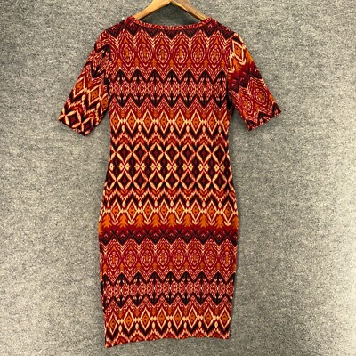 lularoe red dress LulaRoe Dress Women S Red Geometric Sheath Midi Short Sleeve Round Neck