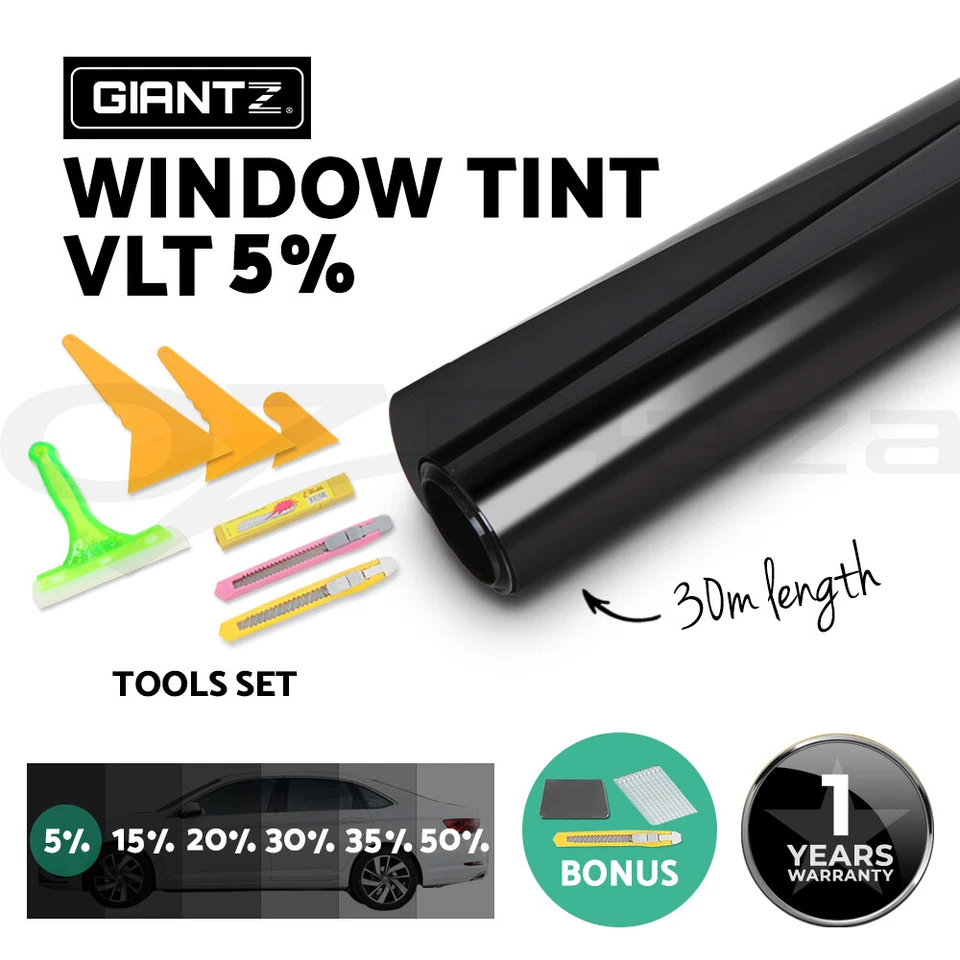 Window Tint Film Black Roll 5% VLT Car Home House 100cm X 30m Tinting tools Kit