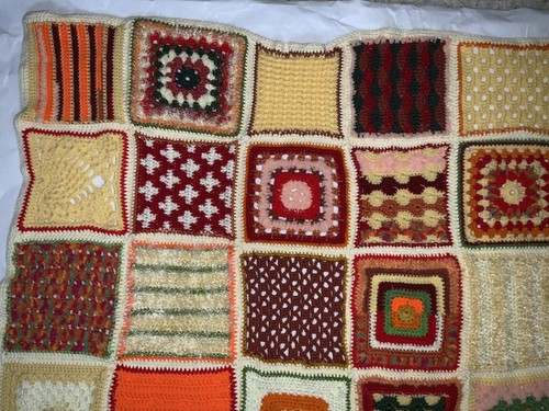 Boho Retro HandMade Crochet Knit Granny Square Afghan Throw Lap Blanket 38”x47” - Picture 5 of 12