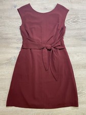Loft Tie Waist Pocket Dress Burgundy Size 4 New With Tags
