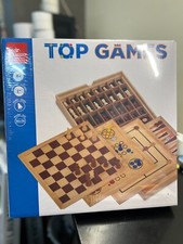 Gioco Top Games Dal Negro in Legno 5 Giochi Scacchi Dama Tria Backgammon Ludo