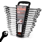 15PC Combination Spanner Wrench Ring Open Ended 8-22mm Metric 12 Point "V" Notch