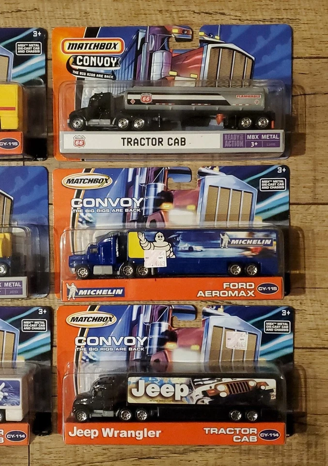 6) Matchbox Convoy Jeep Wrangler Tractor Cab MBX, DHL, Sonic, DHL, JET, Michelin - Image 3 of 4