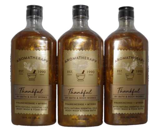 3 PACK BATH & BODY WORKS THANKFUL Body Wash Foam Bath Frankincense Myrrh