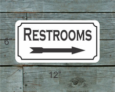 RESTROOMS with Right Black Arrow Metal Sign