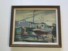 JOHN LELAND OIL PAINTING DISNEY ARTIST AMERICAN IMPRESSIONISM NAUTICAL MARINA