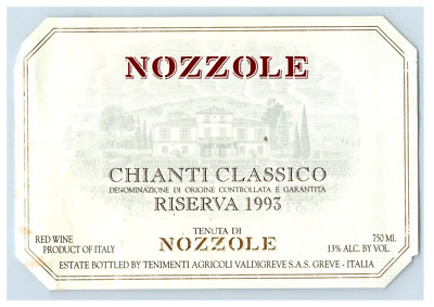 1970's-80's Nozzole Chianti Classico Riserva Itialian Wine Label Original S49E