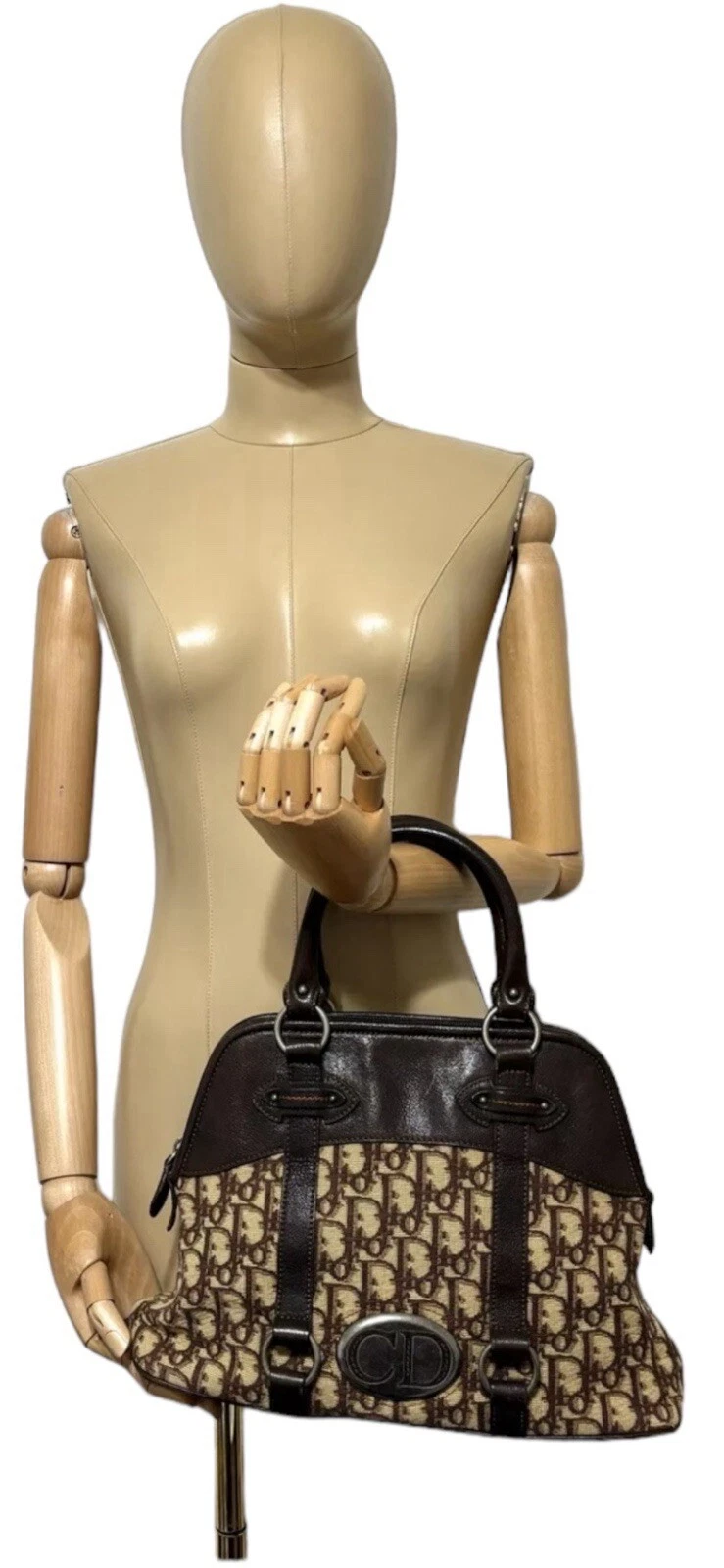 SAC BOLLER MONOGRAMME MARRON VINTAGE CHRISTIAN DIOR BY JOHN GALLIANO 2006