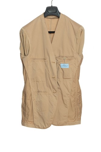 1100$ BELVEST Sartorial Jacket Beige Solid Pure Washed Cotton Drop 7 Slim Fit - Picture 6 of 8