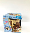 SQUARE PUG MUG BEIGE BROWN NOVELTY CUP ANIMAL DOG NOVELTY CERAMIC CUBE CUBOID