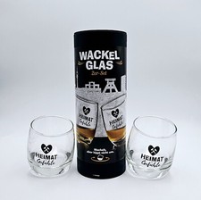 Gilde Wackelglas 2er Set Geschenk Whiskey Gin Rum Designgläser 8,8 cm 27 cl