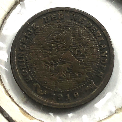 1916 Netherlands 1/2 Cent Foreign Coin #1467