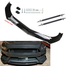Front Bumper Lip Splitter For Ford Mustang Spoiler Body Kit Strut Rod Chin