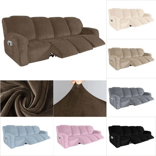 1/2/3/4 Seater Stretch Recliner Sofa Cover Soft Velvet Lazy Boy Armchair Cover - Bild 4 von 33