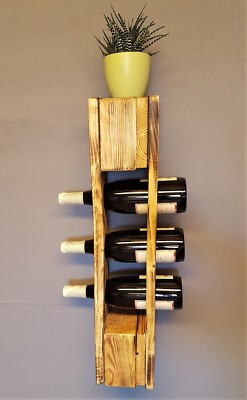 Weinregal Flaschenregal Wandbar Vintage Shabby Bar Kuche Palettenmobel Geflammt Ebay