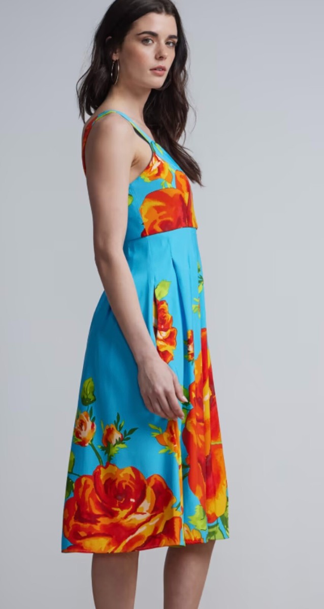 Robe Fleurie New York & Company Taille S - Imprimé Floral Bleu, Manches Courtes - Neuf Avec étiquettes (Prix D'origine $42.95)