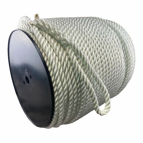 12mm White 3st Nylon Rope x 95m Anchor Rope On A Reel With 8 Inch Soft Eye - Imagen 2 de 6