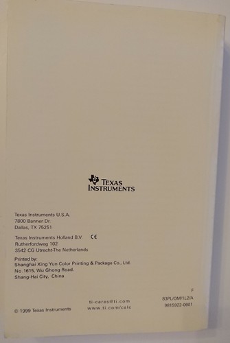 Manuel d'utilisation Texas Instruments TI-83 Plus (en français année 2000) - Zdjęcie 3 z 10