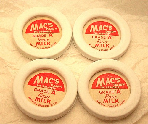 4 Vintage Mac's Dairy Albany Oregon Milk Plastic Bottle Cap NOS 1960-70s - Picture 2 of 3