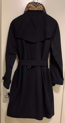 New Burberry Women Cranston Wool Blend Belted Trench Coat Black Sz 10 NWT! $1590 - Picture 7 of 14