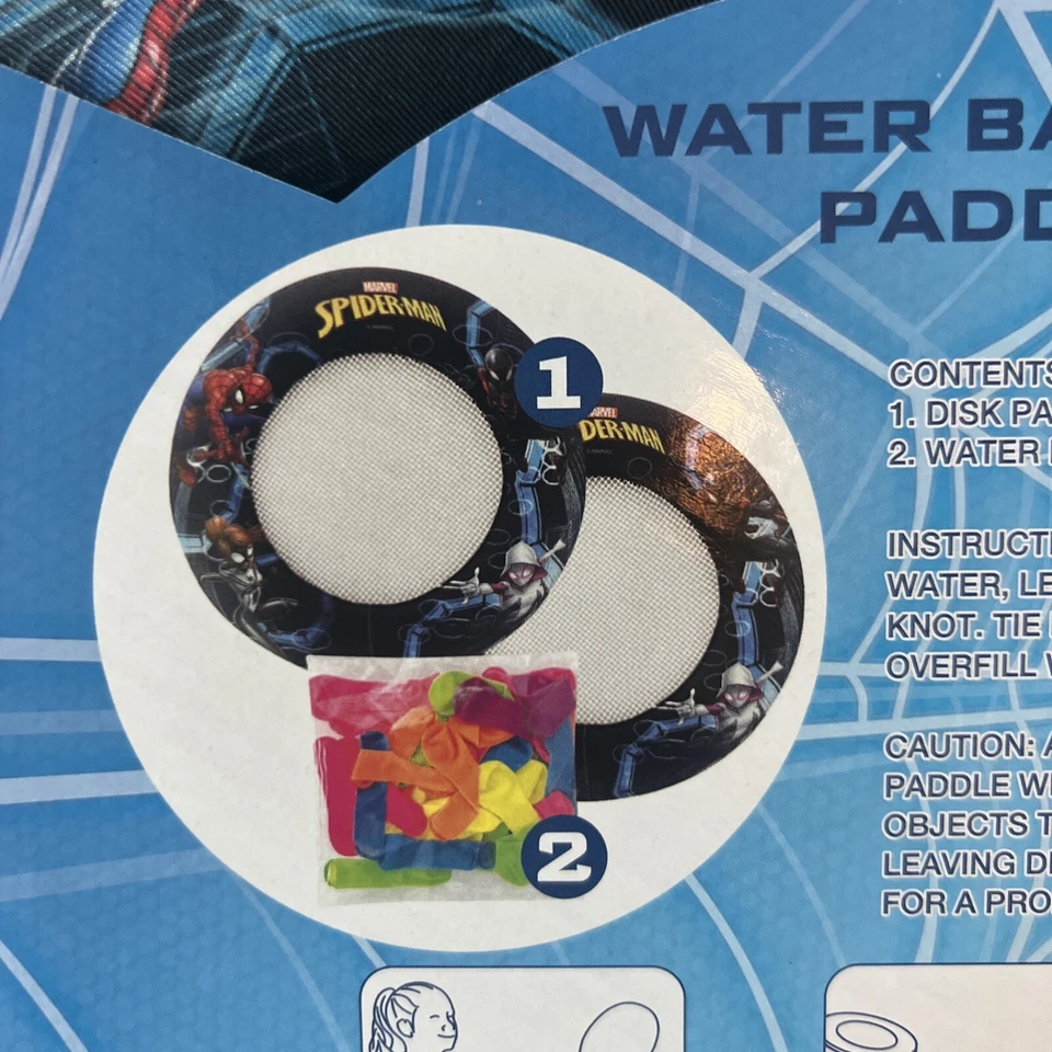Nuevo Marvel Spider-Man Globo de Agua Disco Paleta - 2 Paletas y 50 Globos Foto 3 de 4