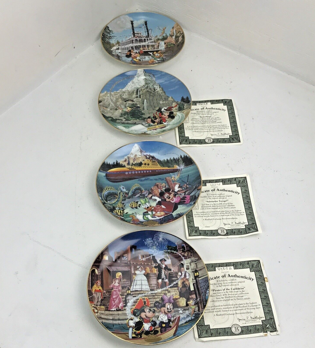 x4 Limited Edition 40th Ann Disney Hand Fired Plates w/ certs of