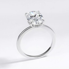 Image of 4.5CT D VVS1 Oval Moissanite Halo Engagement Wedding Ring 18K White Gold Plated