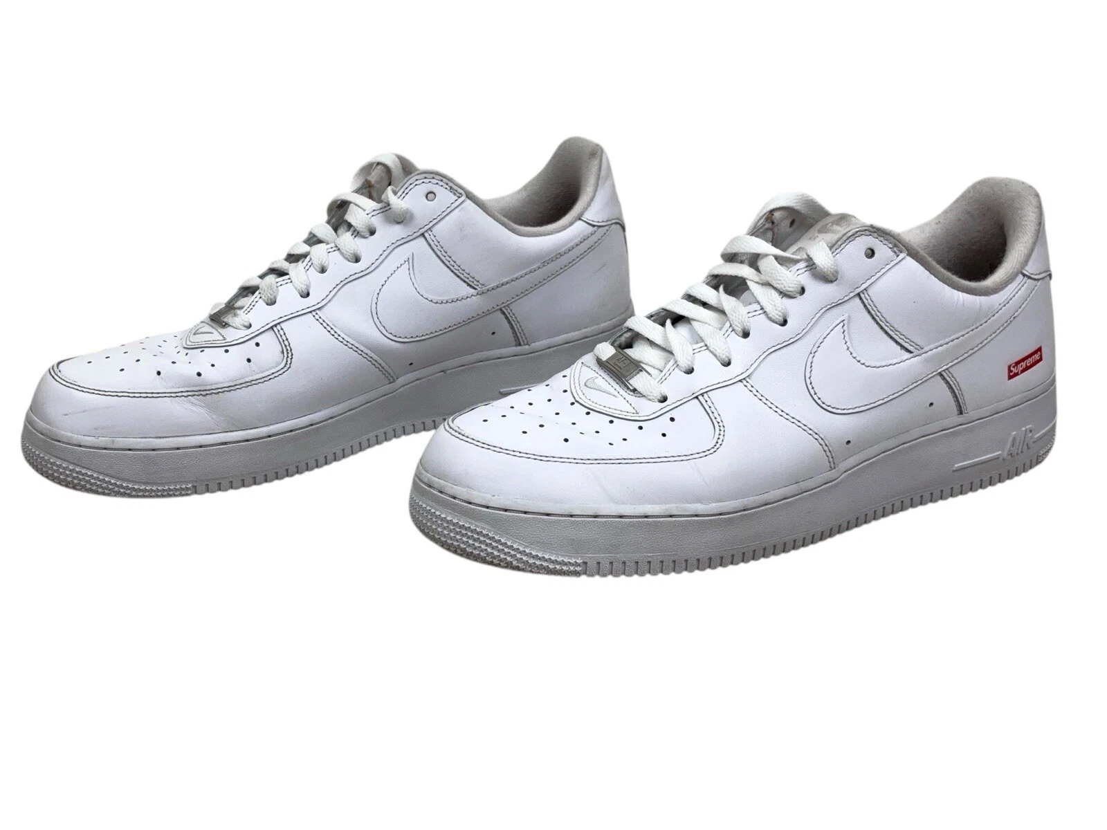 Nike Air Force 1 AF1 x Supreme Low Box Logo Blanc Homme Taille 12 CU9225 100 Excellent