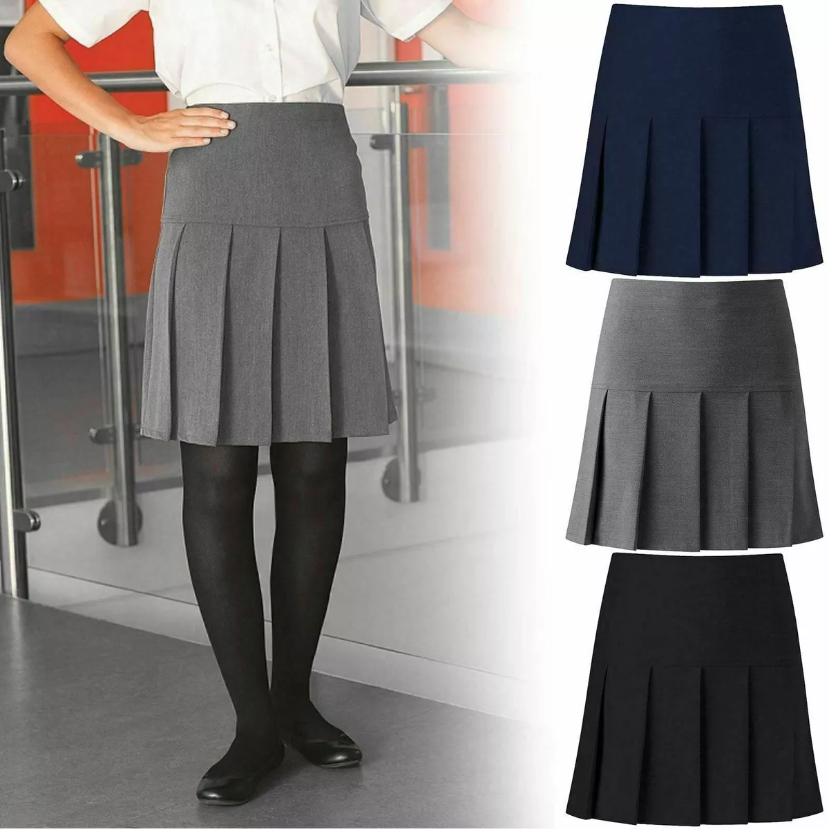 Navy pleated top school skirt uk