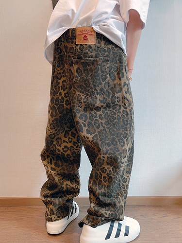 Men's Baggy Oversized Trendy Retro Y2K Leopard Print Designer Pants - Picture 20 of 26